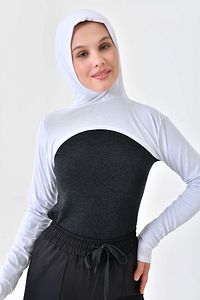 2’li Paket Boneli Boyunluklu Kolluk Siyah Beyaz Kapüşonlu Boyunluk Bere Sporcu Tesettür Bone ürün fotoğrafı