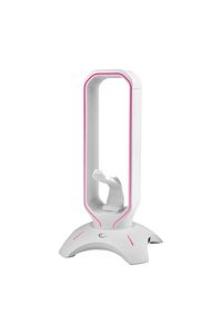 Rm-h66 Guard Rgb Işıklı 2*usb Port Kulaklık Için Stand Kulaklık Standı Beyaz ürün fotoğrafı