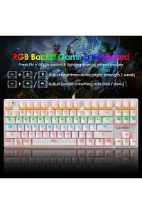 Leaven K550 Usb Rgb Led Kablolu 87 Tuşlu Mekanik Gaming Oyuncu Klavyesi - Beyaz (MAVİ SWİTCH) ürün fotoğrafı