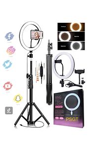 Kumandalı Youtuber Tiktok Selfi Işıklı Telefon Tutucu Makyaj Işığı Ring Light 10 Inç 2.1 M Tripod ürün fotoğrafı