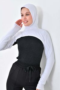 2’li Paket Boneli Boyunluklu Kolluk Siyah Beyaz Kapüşonlu Boyunluk Bere Sporcu Tesettür Bone ürün fotoğrafı