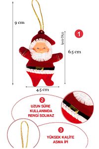 Yılbaşı Çam Ağacı Süsü Noel Baba 6'lı 6,5cm ürün fotoğrafı