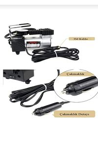 Araba Oto Araç Lastik Şişirme Pompası 150 Psi Metal Gövde Çakmaklık Girişli Hava Kompresörü ürün fotoğrafı