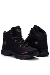 Siyah Unisex Outdoor Bot Ayakkabı Kışlık Dayanıklı Kaymaz Taban Bağcıklı 4054u ürün fotoğrafı