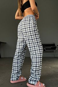 Pamuklu İnce Nefes Alan Kumaş Kurdele Bel Detaylı Baskılı Cepsiz Kadın Pijama Altı ürün fotoğrafı