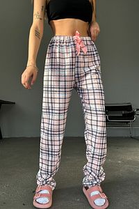 Pamuklu İnce Nefes Alan Kumaş Kurdele Bel Detaylı Baskılı Cepsiz Kadın Pijama Altı ürün fotoğrafı
