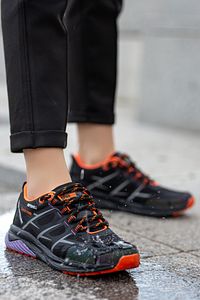 Unisex Outdoor Reflektörlü Su Itici Spor Ayakkabı Ss001-0355 Siyah-lila ürün fotoğrafı