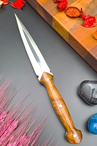 Outdoor Çerkes Kaması Piknik Çakısı Kamp Bıçağı Çift Ağız El Yapımı Kılıf Hediyeli (CEVİZ AĞACI SAP) ürün fotoğrafı
