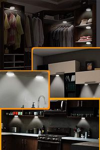 Mutfak Antre Dolap İçi Tezgah Dekoratif Pilli Spot Led Işık Kumandali 3lü Kablosuz Aydınlatma ürün fotoğrafı