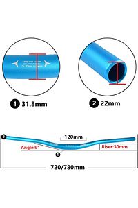 Wake Mavi Bisiklet Alümiyum Gidon+Boğaz 780mm 31,8mm Bisiklet Direksiyon + Boğaz ürün fotoğrafı