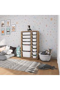 Kahverengi Rine 14 Sepetli Çok Amaçlı Oyuncak Dolabı Tropik Ceviz 2D4K8U 109 cm 30 cm Suntalam 70 c ürün fotoğrafı