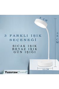Şarjlı Dokunmatik 20 Led Çalışma Okuma Işığı Flexible Masa Lambası Beyaz ürün fotoğrafı