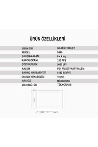 S640 6" 8192 Levels 5080lpı Grafik Tablet+kalem ürün fotoğrafı