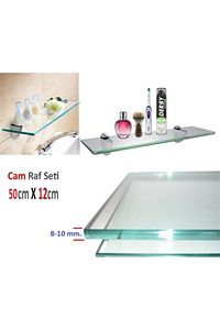 Cam Raf Ikili Set Banyo Duvar Ahşap Montajlı Etejer Rafı Rodajlı Cam Rafı Montaj Aparatlı Etajer ürün fotoğrafı