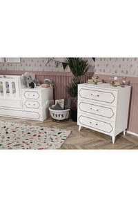 Hayal Modern Bebek Odası Takımı Beyaz - 3 Parçalı Tamamı 1. Kalite Mdf ürün fotoğrafı