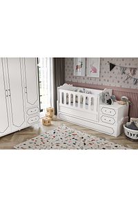 Hayal Modern Bebek Odası Takımı Beyaz - 3 Parçalı Tamamı 1. Kalite Mdf ürün fotoğrafı
