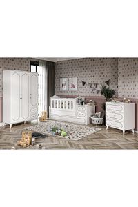 Hayal Modern Bebek Odası Takımı Beyaz - 3 Parçalı Tamamı 1. Kalite Mdf ürün fotoğrafı