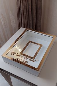 30x40 Cm Gold-beyaz Ledli Fotoğraf Bölümlü Tasarım Gül Kutusu Anı Çerçevesi! Ayna Çerçeve! ürün fotoğrafı