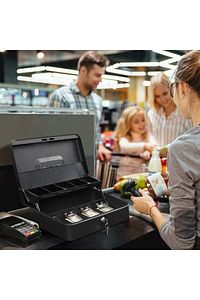 Anahtarlı Kilitli Para Kutusu Para Tepsili ve 5 Bölemeli Metal Para Saklama, Para Kutusu, Yaylı ürün fotoğrafı