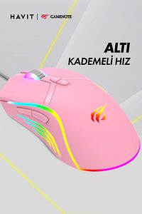 Gkcx MS1026 RGB Uyumlu Pembe Gaming Oyuncu Mouse 6400DPI New Desng 1017785 ürün fotoğrafı
