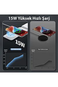 IPhone İçin 3 in 1 Kablosuz Şarj Manyetik Katlanabilir Şarj İstasyonu BEYAZ ürün fotoğrafı