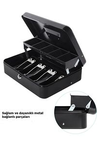 Anahtarlı Kilitli Para Kutusu Para Tepsili ve 5 Bölemeli Metal Para Saklama, Para Kutusu, Yaylı ürün fotoğrafı