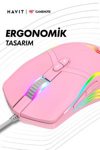 Gkcx MS1026 RGB Uyumlu Pembe Gaming Oyuncu Mouse 6400DPI New Desng 1017785 ürün fotoğrafı