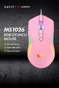 Gkcx MS1026 RGB Uyumlu Pembe Gaming Oyuncu Mouse 6400DPI New Desng 1017785 ürün fotoğrafı