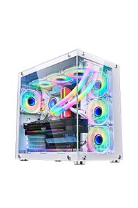WJCOOLMAN ROBIN2 Uzaktan Kumandalı RGB 7 Fanlı Gaming Akvaryum Beyaz Kasa ürün fotoğrafı