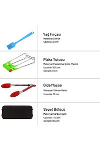 Xiaomi,philips,tefal,kumtel Uyumlu 4.5 Litre 7 Inç Hava Fritözü 12'li Yedek Parça Seti ürün fotoğrafı