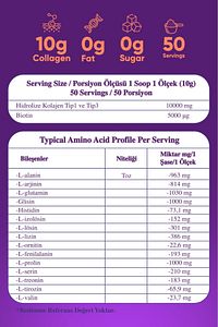 %100 Hidrolize Kolajen Peptitler Biotin Ve 15 Amino Asit İçeren Gıda Takviyesi 50 Günlük ürün fotoğrafı