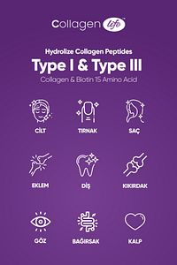 %100 Hidrolize Kolajen Peptitler Biotin Ve 15 Amino Asit İçeren Gıda Takviyesi 50 Günlük ürün fotoğrafı