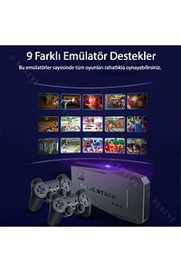Kablosuz Çift Kol Oyun Konsolu 3000+ Oyun 4K Full HD TV Oyun Konsolu Game Stick Konsol ürün fotoğrafı