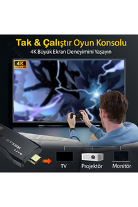Kablosuz Çift Kol Oyun Konsolu 3000+ Oyun 4K Full HD TV Oyun Konsolu Game Stick Konsol ürün fotoğrafı