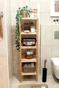 Ahşap 5 Raflı Açık Banyo Dolabı Banyo Düzenleyici Raf Mob111 ürün fotoğrafı
