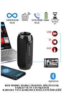 117 Bluetooth Hoparlör Kablosuz Taşınabilir Siyah Ses Bombası Extra Bass. ürün fotoğrafı