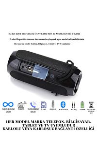 117 Bluetooth Hoparlör Kablosuz Taşınabilir Siyah Ses Bombası Extra Bass. ürün fotoğrafı