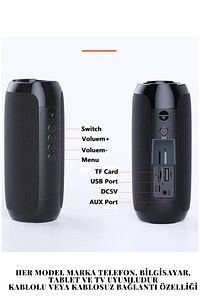117 Bluetooth Hoparlör Kablosuz Taşınabilir Siyah Ses Bombası Extra Bass. ürün fotoğrafı