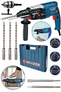 Alman 3000 W Bakir Sargili Kırıcı Delici Hilti Matkap Metal Şanzumanlı + 5 Adet Uç Yedek Mandren Gri ürün fotoğrafı