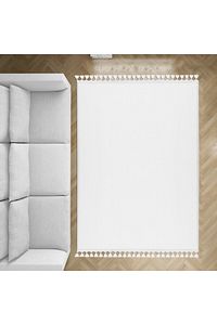 Vl Comfort Ponpon Saçaklı Peluş Halı Beyaz ürün fotoğrafı