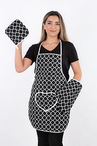 Trendy 3lü Set Su Geçirmez Mutfak Önlüğü Çeyiz Seti Isıya Dayanıklı Fırın Eldiveni Ve Tutacak Takımı ürün fotoğrafı