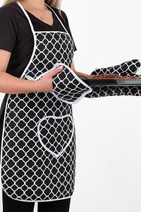 Trendy 3lü Set Su Geçirmez Mutfak Önlüğü Çeyiz Seti Isıya Dayanıklı Fırın Eldiveni Ve Tutacak Takımı ürün fotoğrafı