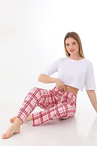Ekose Baskılı Pamuklu Unisex Relaxed Kalıp Pijama ürün fotoğrafı