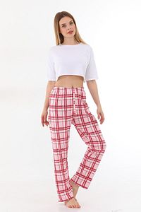 Ekose Baskılı Pamuklu Unisex Relaxed Kalıp Pijama ürün fotoğrafı