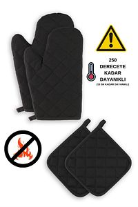 Yanmaz Ve Isıya Dayanıklı Fırın Eldiveni Ve Tutacak (2 ELDİVEN, 2 TUTACAK) ürün fotoğrafı