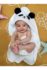 Pamuk Yumuşacık Kız-erkek Yenidoğan/bebek Banyo Kundak Havlusu Beyaz/panda ürün fotoğrafı