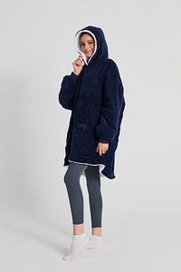 Oversize Giyilebilir Battaniye TEK BEDEN ÇOK RAHAT Unisex Hoodie Peluş Kapüşonlu Sweatshirt ürün fotoğrafı