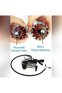 Araç Oto Hava Kompresörü Metal Gövdeli Hava Pompası Küçük Taşınabilir Lastik Top Şişirme Pompası 12v ürün fotoğrafı