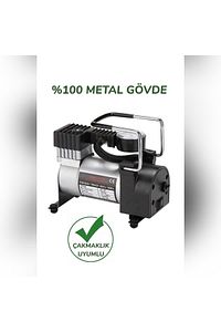Araç Oto Hava Kompresörü Metal Gövdeli Hava Pompası Küçük Taşınabilir Lastik Top Şişirme Pompası 12v ürün fotoğrafı