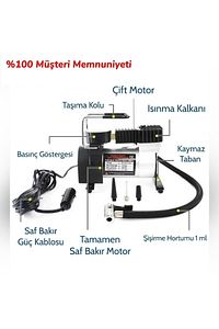 Araç Oto Hava Kompresörü Metal Gövdeli Hava Pompası Küçük Taşınabilir Lastik Top Şişirme Pompası 12v ürün fotoğrafı